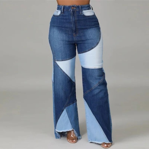 WovenWhimsy High Waisted Denim Bottom Pants with Button Closure Jeans Fashion - Picture 5 of 5